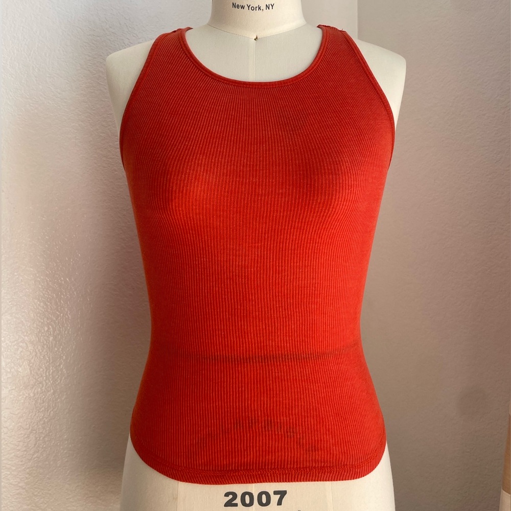 Free People Tangerine Colored Ribbed Tank Top Size XS